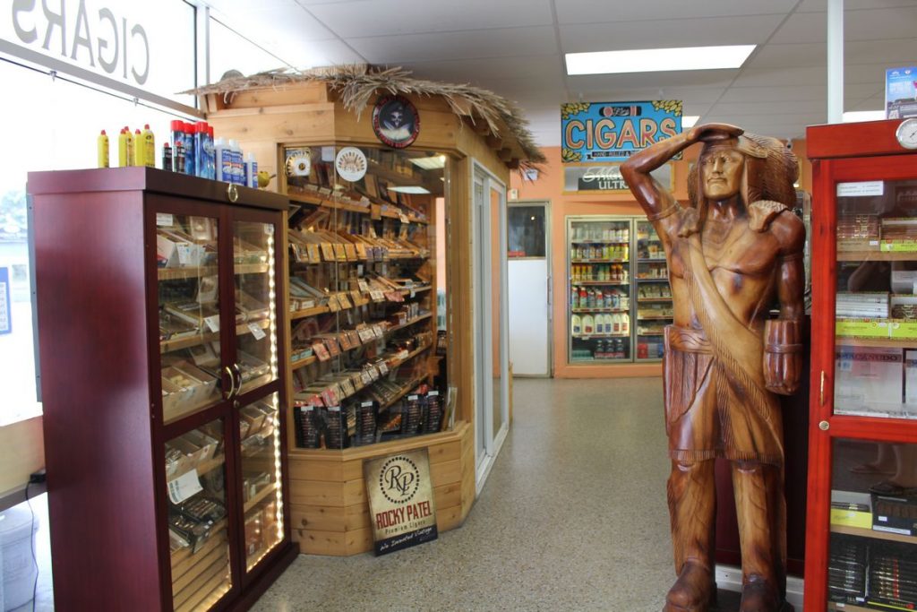 cigar humidors with Native American statue